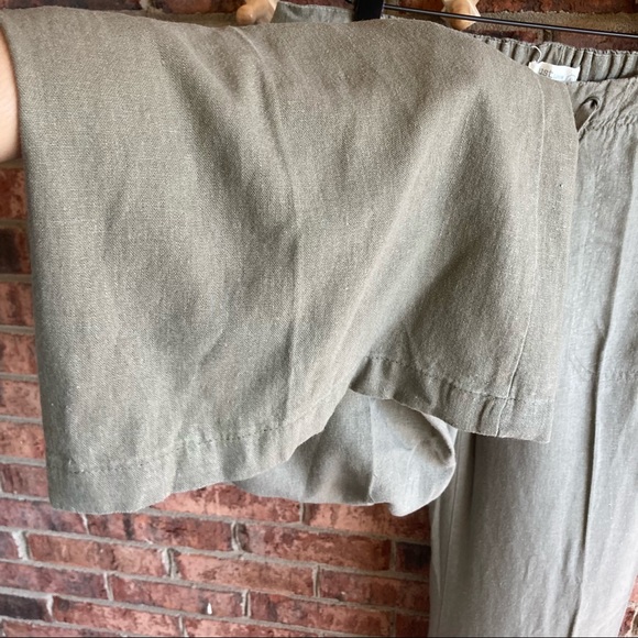 { JUST LIVING } Olive Green Wide Leg Linen Pants - Picture 5 of 8